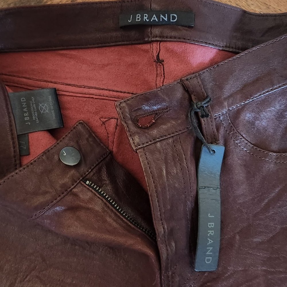 Burgundy Leather Skinny Jeans  NWOT